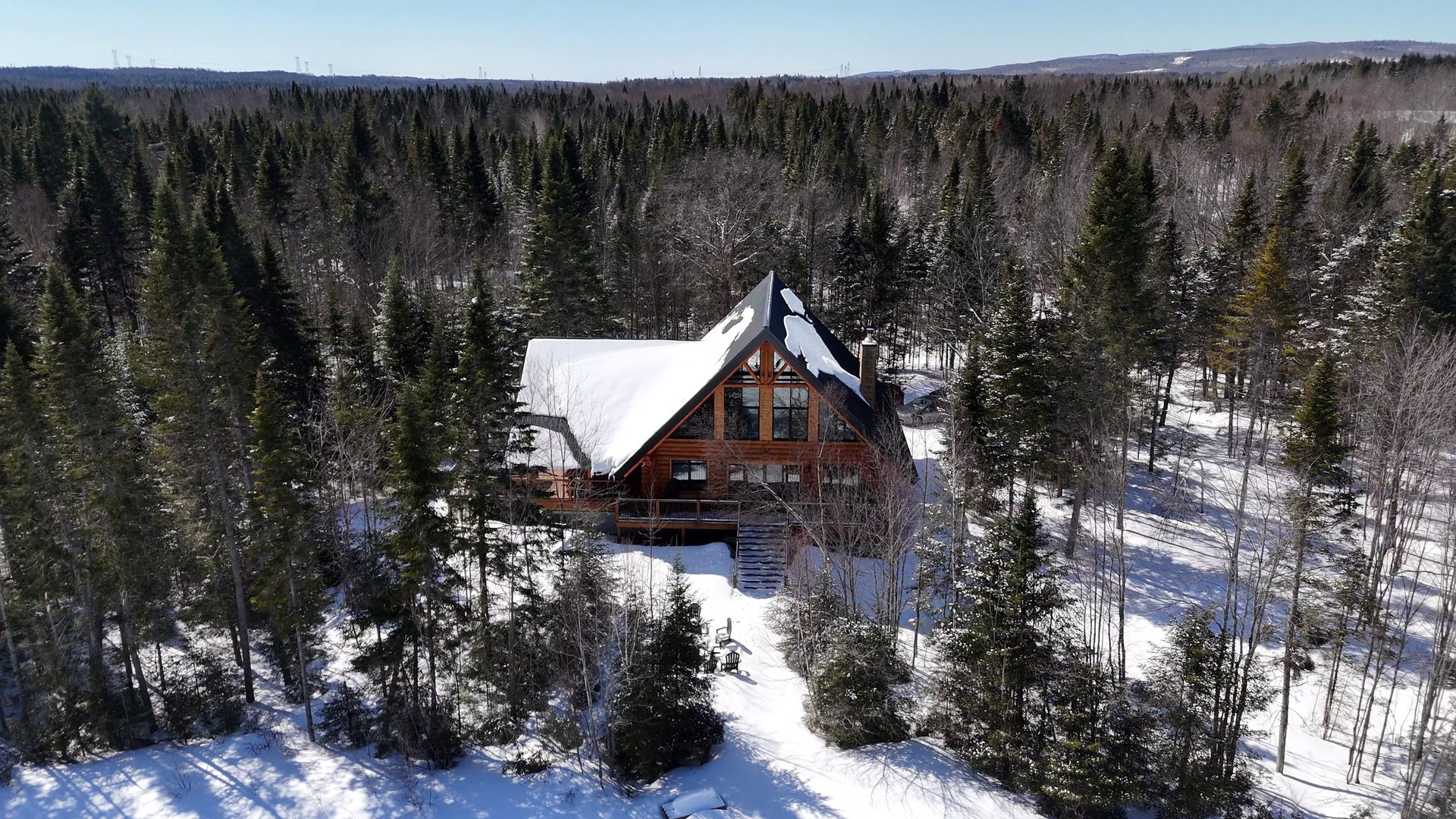 Propulsion retreat log cabin in the forest
